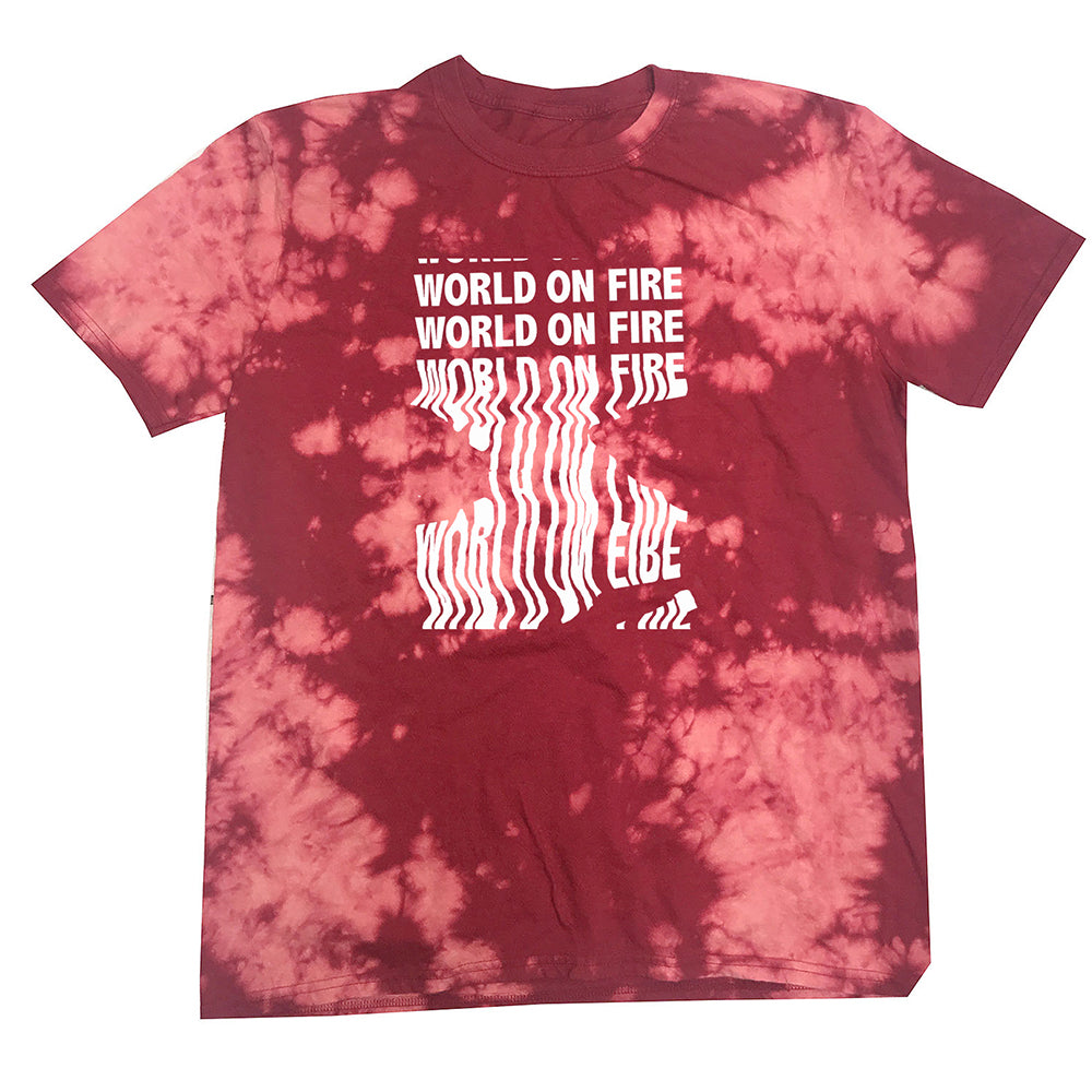World On Fire Bleach Out T - Red